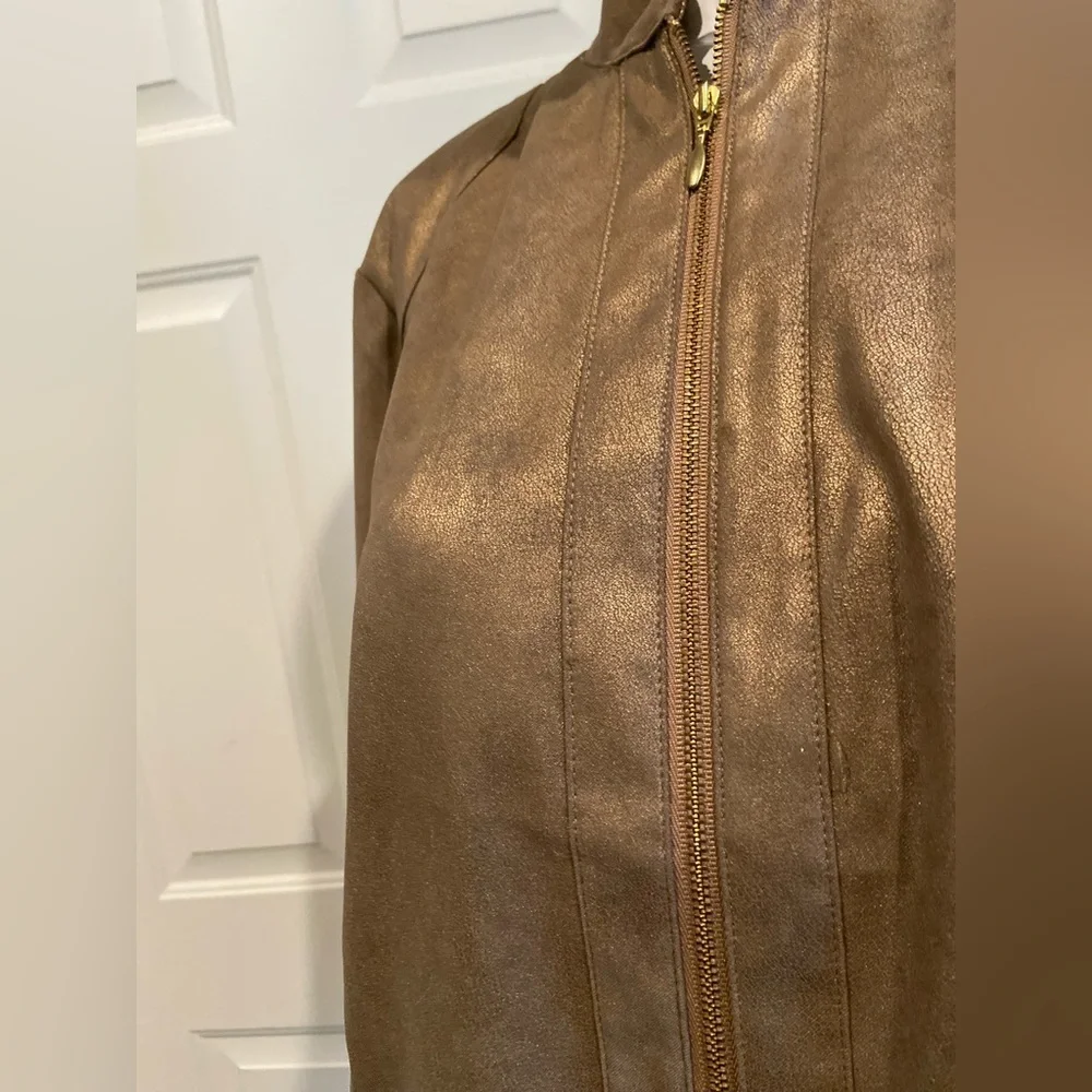 Additions By Chico’s~Shimmery~Bronze~Faux Suede~Zipper Close~Jacket~Size 3 (XL)